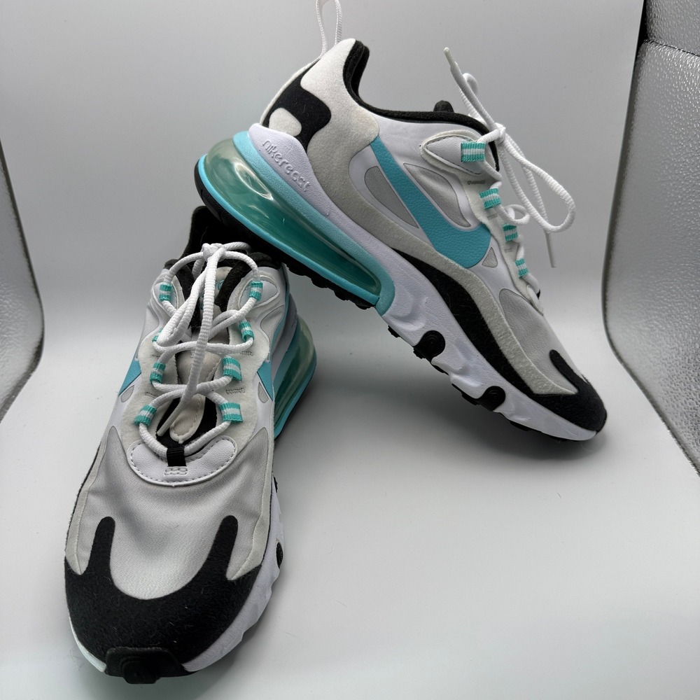 Nike Air Max 270 React White Black Oracle Aqua CJ0619-001 Mens 7 Womens 8.5